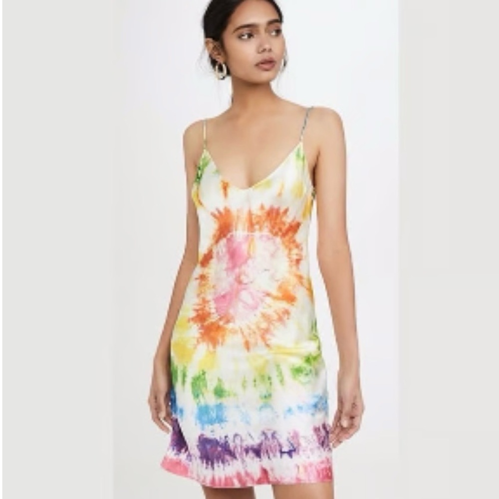 DANNIJO MULTI TIE DYE MINI SLIP DRESS (L) NWOT
